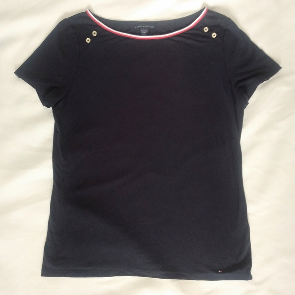 Tommy Hilfiger women's navy top EUC M - Picture 1 of 4